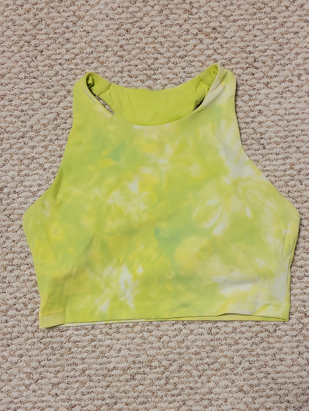 RLY Active Kella Pocket Crop Top Medium Lime Green Tye Dye